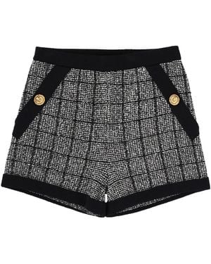Balmain Cotton Tweed Shorts - Black
