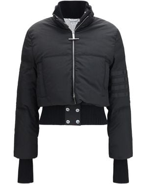 Thom Browne Short Padded Jacket With Front Zip - Black