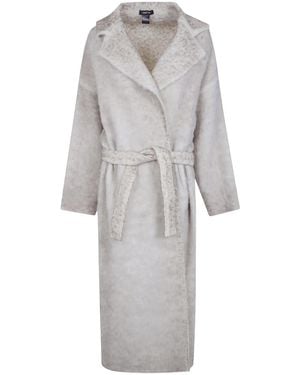 Avant Toi Hand Painted Alpaca Over Coat With Belt - Gray