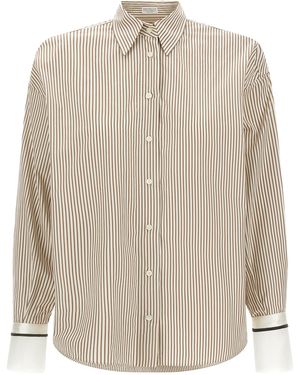 Brunello Cucinelli 'Monile' Cuffed Shirt - Natural