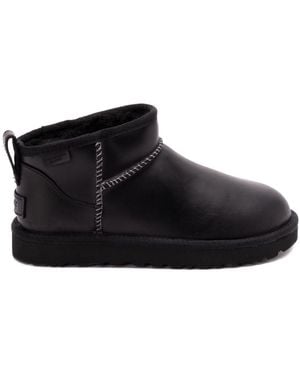 UGG W Classic Ultra Mini Lthr Regen - Black