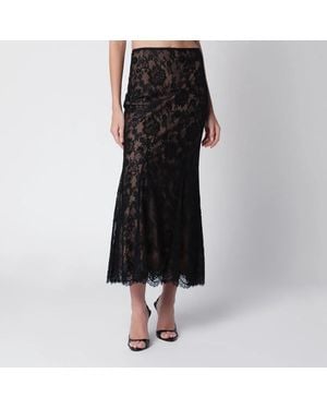 Self-Portrait Lace Midi Skirt - Black