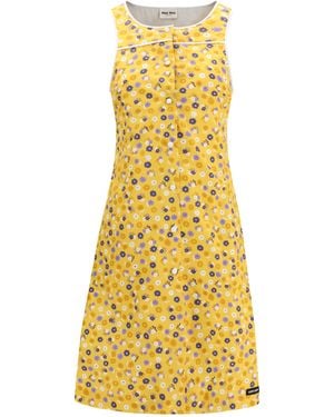 Miu Miu Floral Midi Dress - Yellow