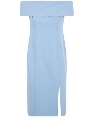 Ralph Lauren Woven "Bodycon" Midi Dress - Blue