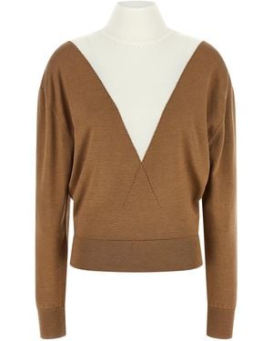 Rabanne Sweater With Perforated Intarsia - Brown