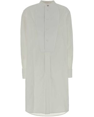 Bottega Veneta Abito Camicia Con Baschina Bottone Intreccio Metal - White