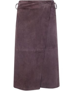 Semicouture "Rosanne" Double Layers Leather Skirt - Purple