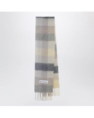 Acne Studios Check Fringe Scarf - Gray