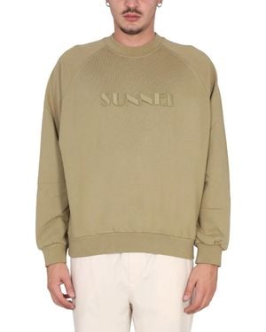 Sunnei Sweatshirt With Logo Embroidery - Natural