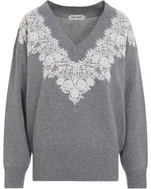 Alberta Ferretti V Neck Jumper - Grey