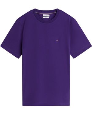 Tommy Hilfiger Flag Embroidery Crew Neck T-Shirt - Purple