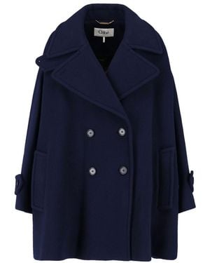 Chloé Double-Breasted Coat - Blue