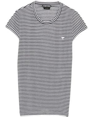 Tom Ford Striped Viscose T-Shirt - Gray