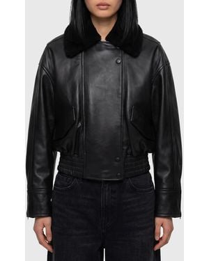 IVY & OAK Leather Iolaila Lane Bomber Jacket - Black