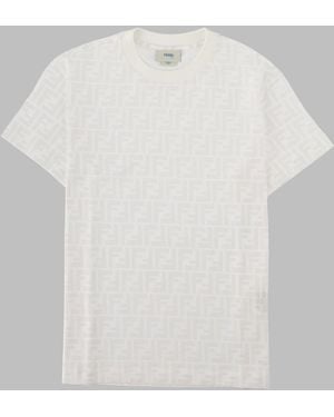 Fendi Kids Mini Logo Ff Allover Cotton T-Shirt - White