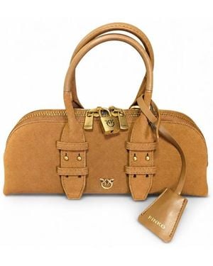 Pinko Leather Tote Bag - Brown