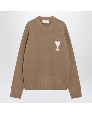 Ami Paris Ami De Coeur Wool Jumper - Natural