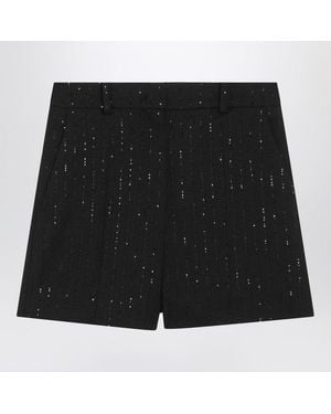 Max Mara Shorts With Pinstripe-Effect Micro Sequins - Black