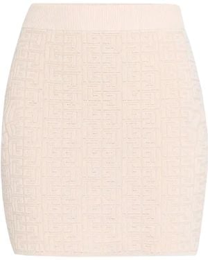 Balmain Short Glossy Knit Skirt - Natural