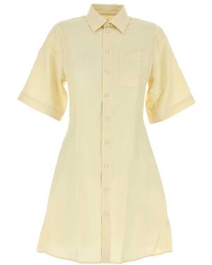 Ami Paris Pastel Wool Shirt Dress - Yellow