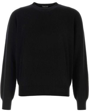 Tom Ford 5 Gauge Cashmere Ls Crew Neck - Black
