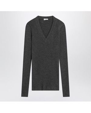 Brunello Cucinelli Dark Ribbed Wool Sweater - Black
