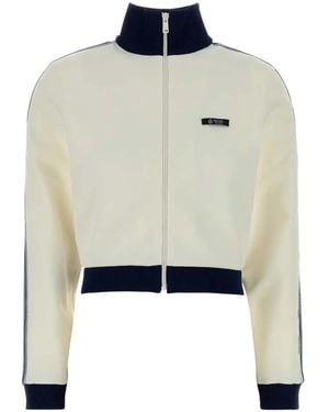Prada And Zip-Up Logo Jacket - Blue