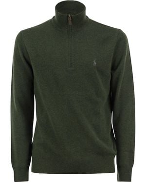 Polo Ralph Lauren Wool Half-Zip High-Neck Sweater - Green