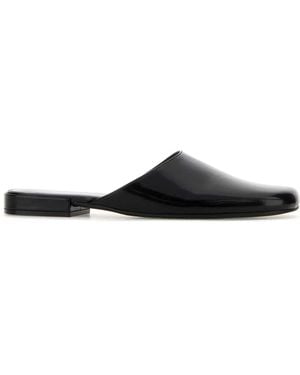The Row Leather Penelope Slippers - Black
