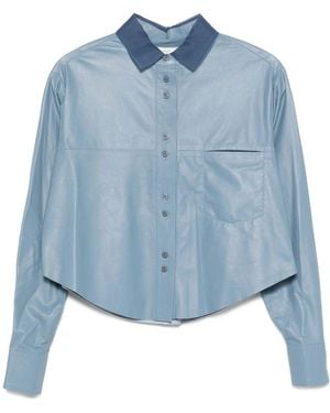 forte_forte Nappa Leather Boxy Shirt Organza De - Blue