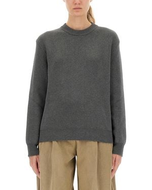 Golden Goose Cotton Crewneck Jumper With Back Logo - Grey