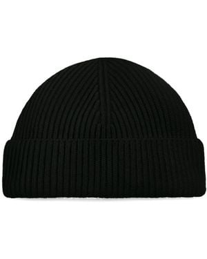 Ami Paris Leather-Label Wool Beanie - Black