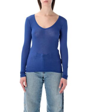 American Vintage Massachusetts Ribbed T-Shirt - Blue