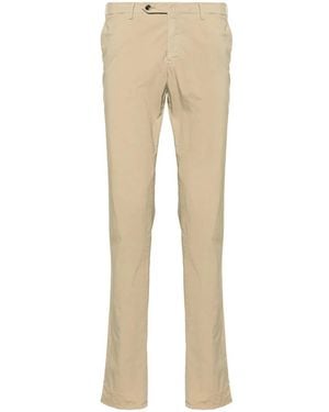 PT01 Double Dye Stretch Light Popeline Slim Flat Front Trousers - Natural