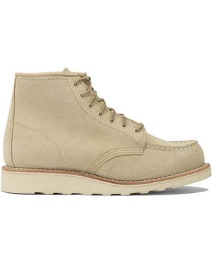 Red Wing Shoes "6' Moc Toe 3328 Cream Abilen" Lace-Up Ankle Boots - Natural