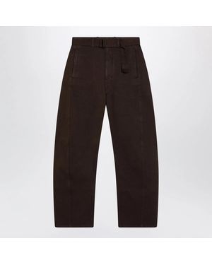 Lemaire Cotton Trousers With Belt - Brown