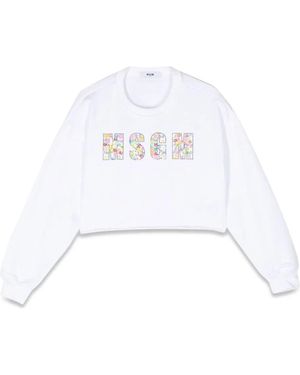 MSGM Cropped Sweatshirt - White