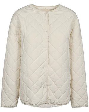Sandbeige Quilted Nylon Jacket - White