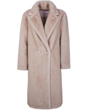 VALENTINI 1972 "Eco Mink" Midi Single Breasted Faux Fur - Natural