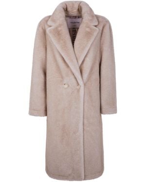 VALENTINI 1972 "Eco Mink" Midi Single Breasted Faux Fur - Natural