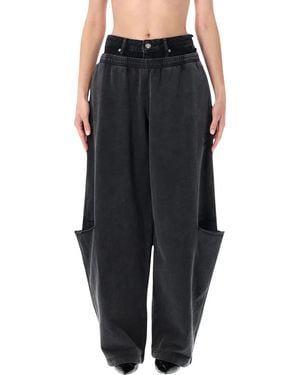 Alexander Wang Slashed Joggers With Denim Waistband - Black