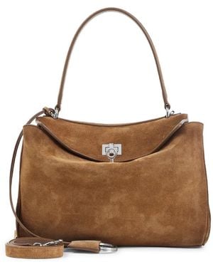 Balenciaga Suede Leather Rodeo Top Handle S Handbag - Brown