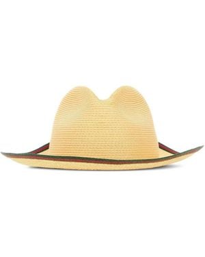 Gucci Web Detail Raffia Sun Hat - Metallic