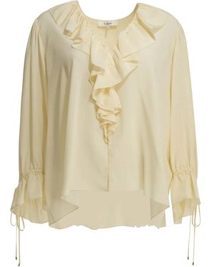 Chloé Silk Blouse With Ruffles - Natural