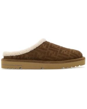 Fendi Suede Slippers - Brown