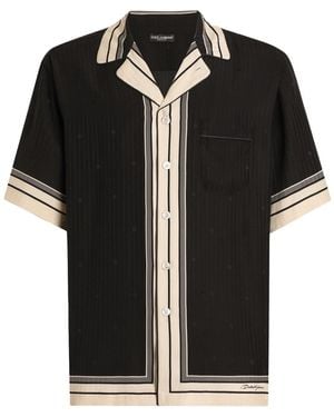 Dolce & Gabbana Dolce & Gabbana Hawaii Shirt With Logo And Striped Print - Black