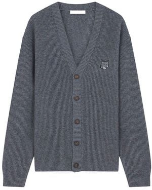Maison Kitsuné Ribbed Cardigan - Gray