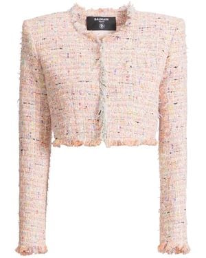 Balmain Tweed Cropped Jacket - Pink
