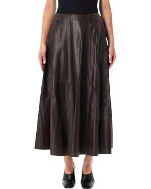 Arma Eleni Leather Pleated Skirt - Black