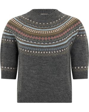 Weekend by Maxmara Crew Neck Jumper With Short Sleeves - Grey